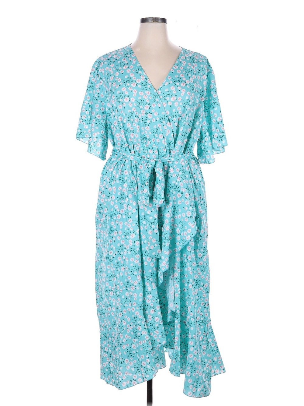 Keluummi blue floral print midi dress size 24